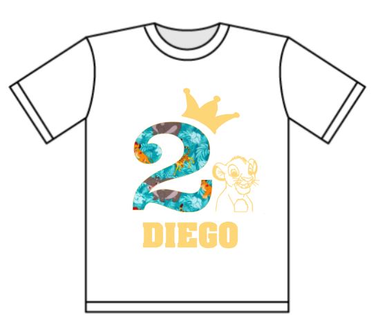 Bendecir Nido Vagabundo Camiseta de Cumpleaños El Rey León personalizada. Cumple infantil.